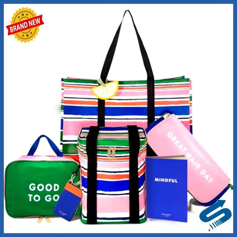 Large Reusable Grocery Tote Bag Oversized Collapsible Striped Shopping Bag